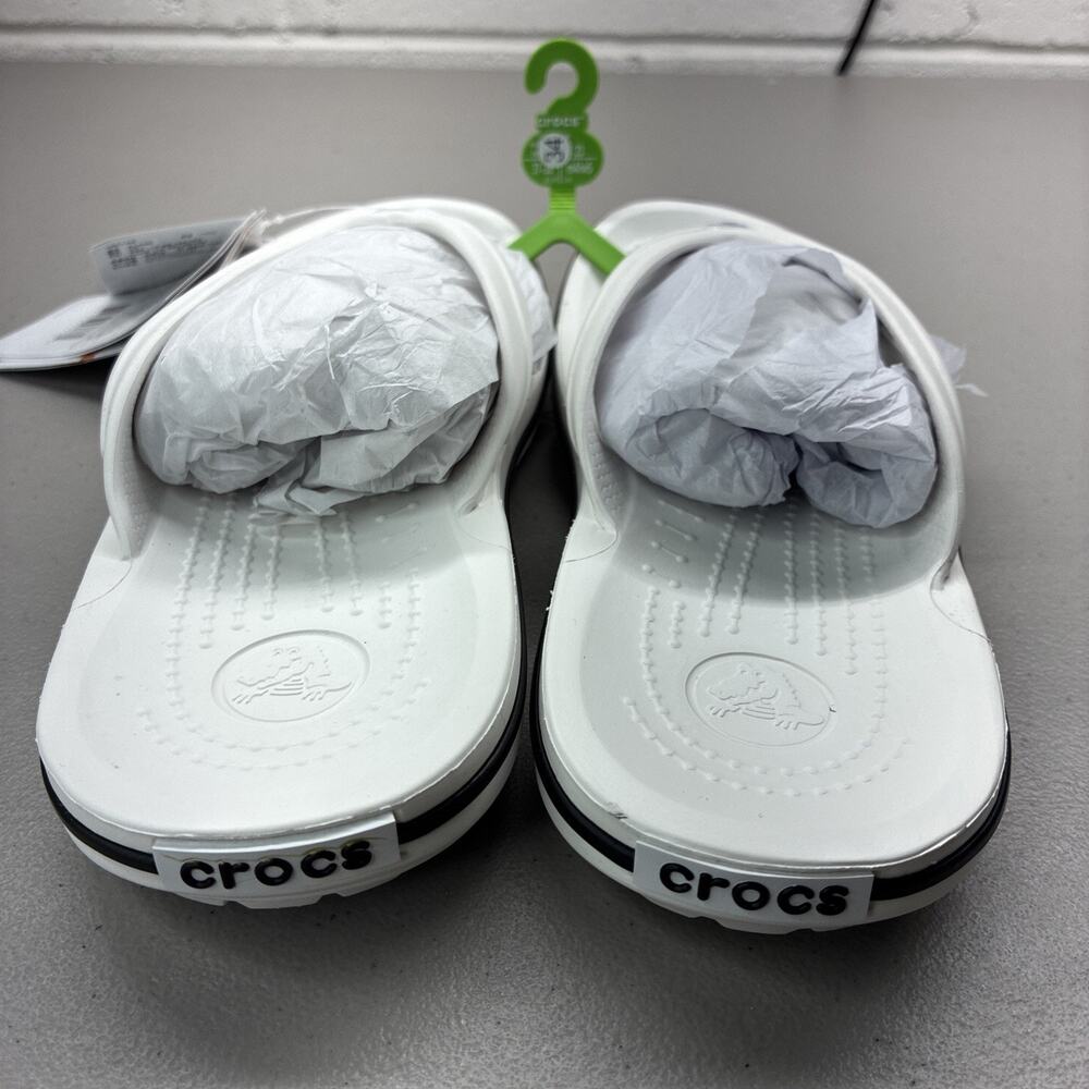 Crocs CROCBAND 'White Black' Flip Flops Thong Sandal 11033-100 Men's Size 5 / W7 - Picture 2 of 5